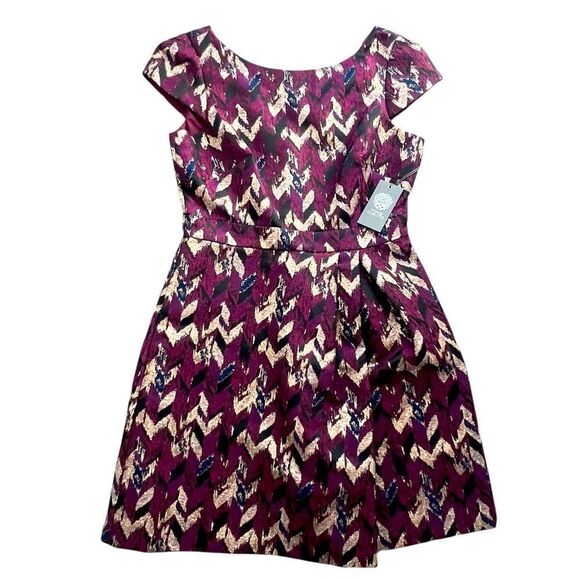 Vince Camuto Women’s Chevron Metallic Jacquard Dress | Size 8 | NWT | MSRP $168 - Picture 1 of 14